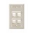 Angled Single-Gang Quickport, Wallplate w/ ID Windows, 4-port (Light Almond)