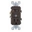 15A, 120V Duplex Style Single-pole/5-15r AC Combination Switch, Commercial Grade, Grounding, Side Wired (Brown)