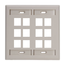 Dual-Gang Quickport, Wallplate w/ ID Windows, 12-port (Light Almond)