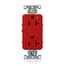 Decora Plus Isolated Ground Duplex Receptacle Outlet,  Smooth Face, 20A, 125V Back or Side Wire, NEMA 5-20R, 2-Pole, 3-Wire, Self-Grounding, Red
