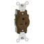 Single Receptacle Outlet,  Indented Face, 20A, 250V Back or Side Wire, NEMA 6-20R, 2-Pole, 3-Wire, Self-Grounding (Brown)