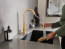 Sleek MotionSense Wave Single Handle High Arc Pulldown Kitchen Faucet (Brushed Gold), 7864EWBG