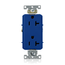 Decora Plus Duplex Receptacle Outlet,  Smooth Face, 20A, 125V Back or Side Wire, NEMA 5-20R, 2-Pole, 3-Wire, Self-Grounding (Blue)