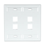 Dual-Gang Quickport, Wallplate w/ ID Windows, 4-port (White)