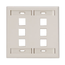 Dual-Gang Quickport, Wallplate w/ ID Windows, 6-port (Light Almond)