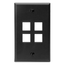 Single-Gang Quickport, Wallplate, 4-port (Black)