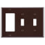 3-Gang Electrical Wall Plate, Combo, 2 Toggle Switches & 1 Decora (Brown)