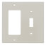 2-Gang Electrical Wall Plate, Nylon, Combo Toggle/Decora (Light Almond)