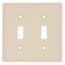 2-Gang Electrical Wall Plate, Nylon, Toggle Switch (Ivory)