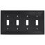 4-Gang Electrical Wall Plate, Nylon, Toggle Switch (Black)