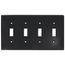 4-Gang Electrical Wall Plate, Nylon, Toggle Switch (Black)