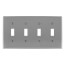 4-Gang Electrical Wall Plate, Nylon, Toggle Switch (Grey)