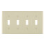 4-Gang Electrical Wall Plate, Nylon, Toggle Switch (Light Almond)
