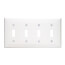 4-Gang Electrical Wall Plate, Nylon, Toggle Switch (White)