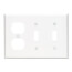 3-Gang Electrical Wall Plate, Nylon, Combo, 2 Toggle Switches, Duplex (White)