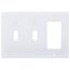 3-Gang Electrical Wall Plate, Combo, Nylon, 2 Toggle & 1 Decora (White)
