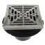 PVC Square Shower Pan Drain w/ Polished Stainless Steel Ring & Strainer