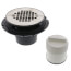 PVC Shower Pan Drain w/ DoubleDuty Test Plug, Screw-On Stainless Steel Strainer, w/ Rim