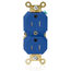 Duplex Receptacle Outlet, Extra  Tamper-Resistant, Smooth Face, 15A, 125V Back or Side Wire, NEMA 5-15R, 2-Pole, 3-Wire, Self-Grounding (Blue)