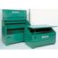 Large Capacity Slant Top Equipment Storage Box with 3 Shelves, Double-Hinged Cover & Concealed Lock Protectors, Green