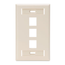 Single-Gang Quickport, Wallplate w/ ID Windows, 3-port (Light Almond)