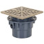 4" PVC On-Grade Schedule 40 Adjustable Square Floor Drain w/ Nickel Bronze Strainer (Hub)