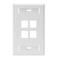 Single-Gang Quickport, Wallplate w/ ID Windows, 4-port (White)