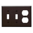 3-Gang Electrical Wall Plate, Combo, 2 Toggle Switches & 1 Duplex (Brown)