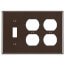 3-Gang Electrical Wall Plate, Combo, 2 Duplex & 1 Toggle Switch (Brown)