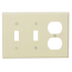 3-Gang Electrical Wall Plate, Combo, 2 Toggle Switches & 1 Duplex (Ivory)