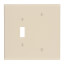 2-Gang Oversized Wall Plate Combo, 1 Blank & 1 Toggle Switch, Thermoset, Box Mount (Ivory)