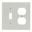 2-Gang Electrical Wall Plate, Combo, Duplex & Toggle Switch (Grey)