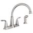 Brecklyn Spot Resist Stainless 2 Handle High Arc Kitchen Faucet, w/ Side Spray, 87102SRS