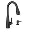 Haelyn Matte Black 1 Handle High Arc Pulldown Kitchen Faucet, Motionsense Wave, 87627EWBL