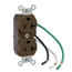 Duplex Receptacle Outlet,  Smooth Face, 20A, 125V Pre-Wired Leads, NEMA 5-20R, 2-Pole, 3-Wire, Self-Grounding (Brown)