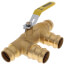 1" x 1" Press Full Port Brass Ball Valve w/ Reversible Handle, Primary/Secondary Loop Purge Tee