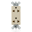 Decora Plus Duplex Receptacle, Straight Blade and Europlug, 15A 125/250V 2P, 3W (Ivory)