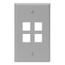 Single-Gang Quickport, Wallplate, 4-port (Gray)