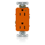 Decora Plus Isolated Ground Duplex Receptacle Outlet,  Smooth Face, 15A, 125V Back or Side Wire, NEMA 5-15R, 2-Pole, 3-Wire, Self-Grounding (Orange)