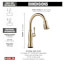 Cassidy Single Handle Pull-Down Kitchen Faucet w/ Touch2O and ShieldSpray (Lumicoat Champagne Bronze), 9197T-CZ-PR-DST