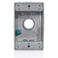 1-Gang Die-Cast Weatherproof Box w/ Three 3/4" Diameter Outlets, Includes Mounting Hardware and Inserts to Cover Unused Openings, GRAY