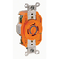 20A, 250V 3-Phase, NEMA L15-20R, 3P, 4W, Flush Mtg Locking Receptacle, Isolated Ground, V-0-MAX (Orange)