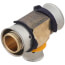 3/4" x 3/4" x 1/2" PEX Press Reducing Tee w/ Attached Sleeve (Zero Lead Bronze)