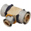 3/4" x 3/4" x 1/2" PEX Press Reducing Tee w/ Attached Sleeve (Zero Lead Bronze)