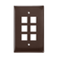 Midsize Single-Gang Quickport, Wallplate, 6-port (Brown)