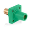 16 Series Single Pole Cam Type Female Panel Mount Receptacle, 90-Degree, Half Round w/ Tapped Hole, Cable Size #2, 4/0, 400A Max (Green)