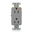 Decora Plus Isolated Ground Duplex Receptacle Outlet,  Smooth Face, 15A, 125V Back or Side Wire, NEMA 5-15R, 2-Pole, 3-Wire, Self-Grounding, Gray