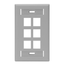 Single-Gang Quickport, Wallplate w/ ID Windows, 6-port (Gray)