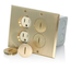 Floor Box Assembly w/ (2) 15A Tamper-resistant Outlet/receptacle, Brass