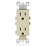 15A, 125V NEMA 5-15R, 2-Pole, 3-Wire, Decora Duplex Receptacle, Straight Blade, Self Grounding, Quickwire Push-In & Side Wired, Steel Strap (Ivory)